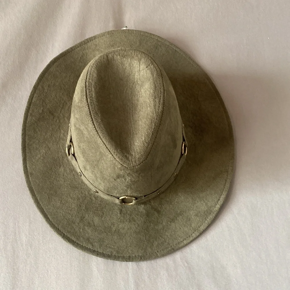 Bohemian Army Green Hat 100% Polyester Gold Hardware